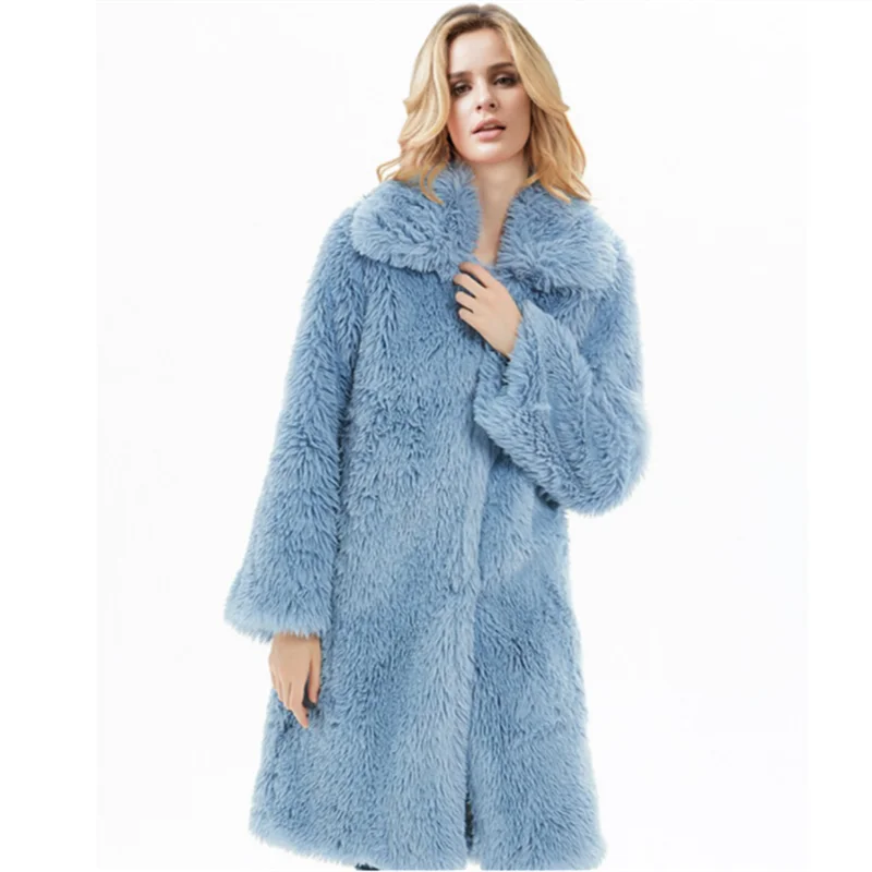 Plus Size Womens Coats Winter Korean Casual Fashion Faux Fur Coat Warm Clothes Fur Long Coat
