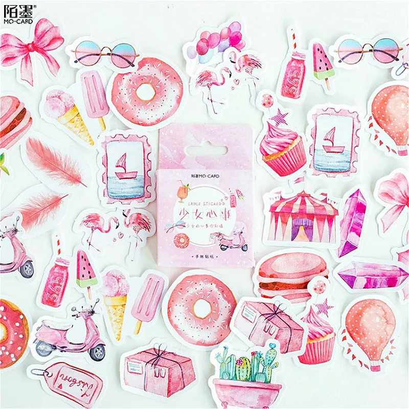 45 шт./коркор. Kawaii Girl's Dream Pink Sticker Wall Stickers For Kids Room Boys Girls спальня Home Decoration|Наклейки