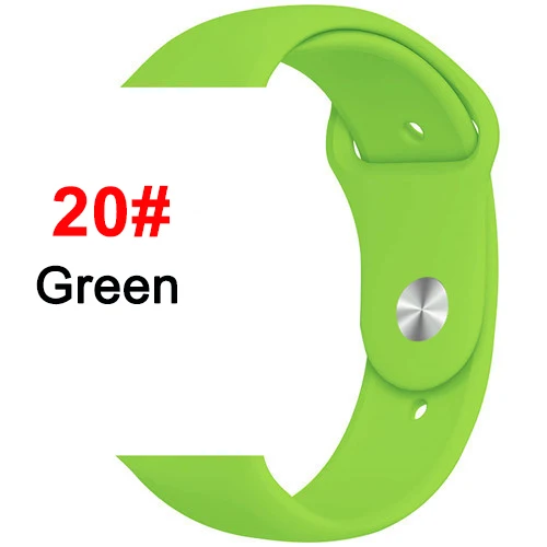 20 Green Спортивный мягкий силиконовый ремешок для Apple Watch, ремешок 44 мм, 40 мм, серия 5, 4, браслет для часов iWatch, ремешок 38 мм, 42 мм, 3, 2, 1, аксессуары - Цвет ремешка: 20 Green