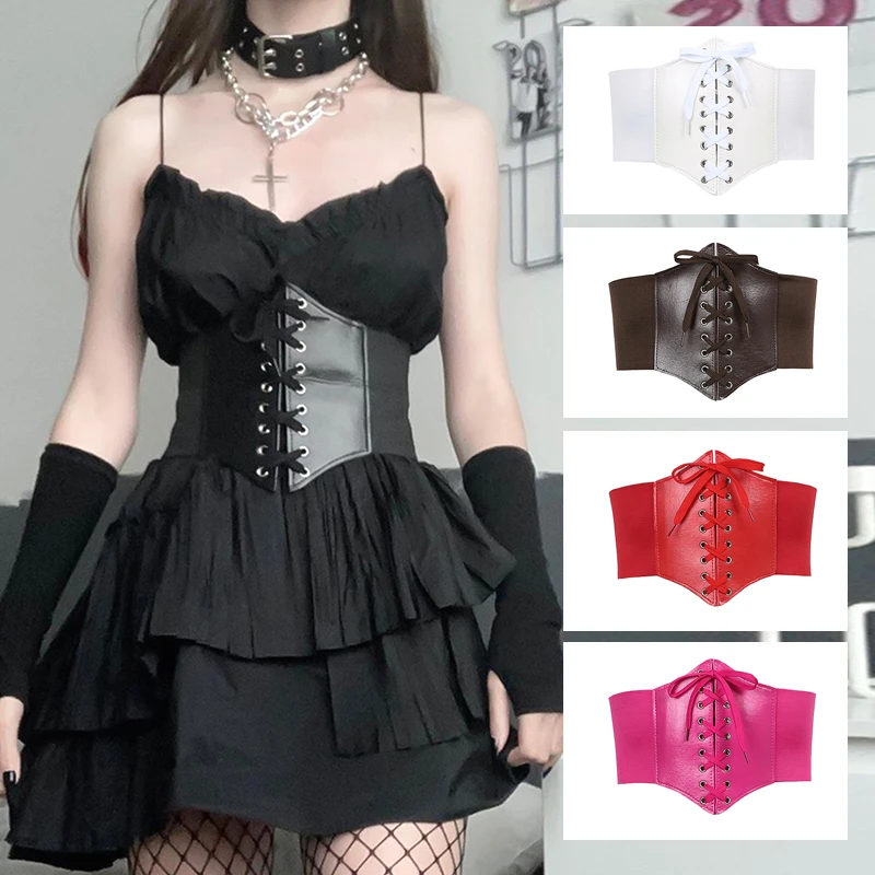 Female Solid Color Corset Belt Waist Body Shaper Fashion Close-Fitting Tops Shapewear with Drawstring wide waist belt