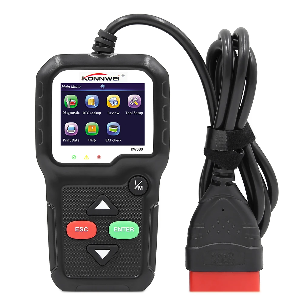 OBD2 сканер OBD Автомобильный диагностический инструмент KONNWEI KW680 считывание четких кодов ошибок русский OBD2 автомобильный сканер - Цвет: KW680 black