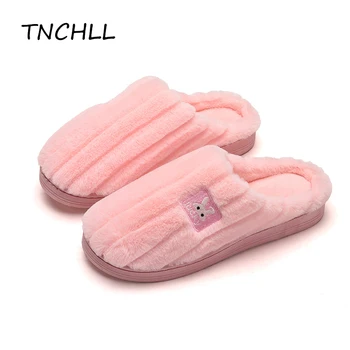 

New Winter Casual Women Slippers Flat Heel Mute Rabbit Cartoon Indoor Cotton Men Slippers Couple Flip Flop Shoes Woman NSE7535