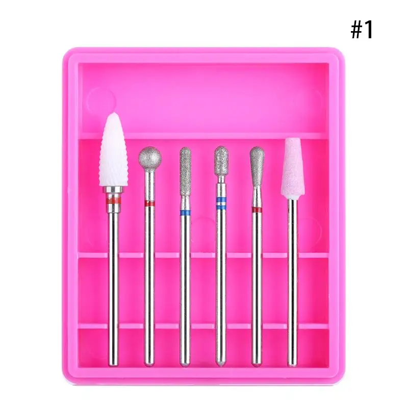 6pcs 6 KALIBUR 30 шт. сверла для ногтей, электрический сверлильный станок для ногтей, набор силиконовых керамических фрез для удаления УФ-геля - Цвет: 6pcs 6
