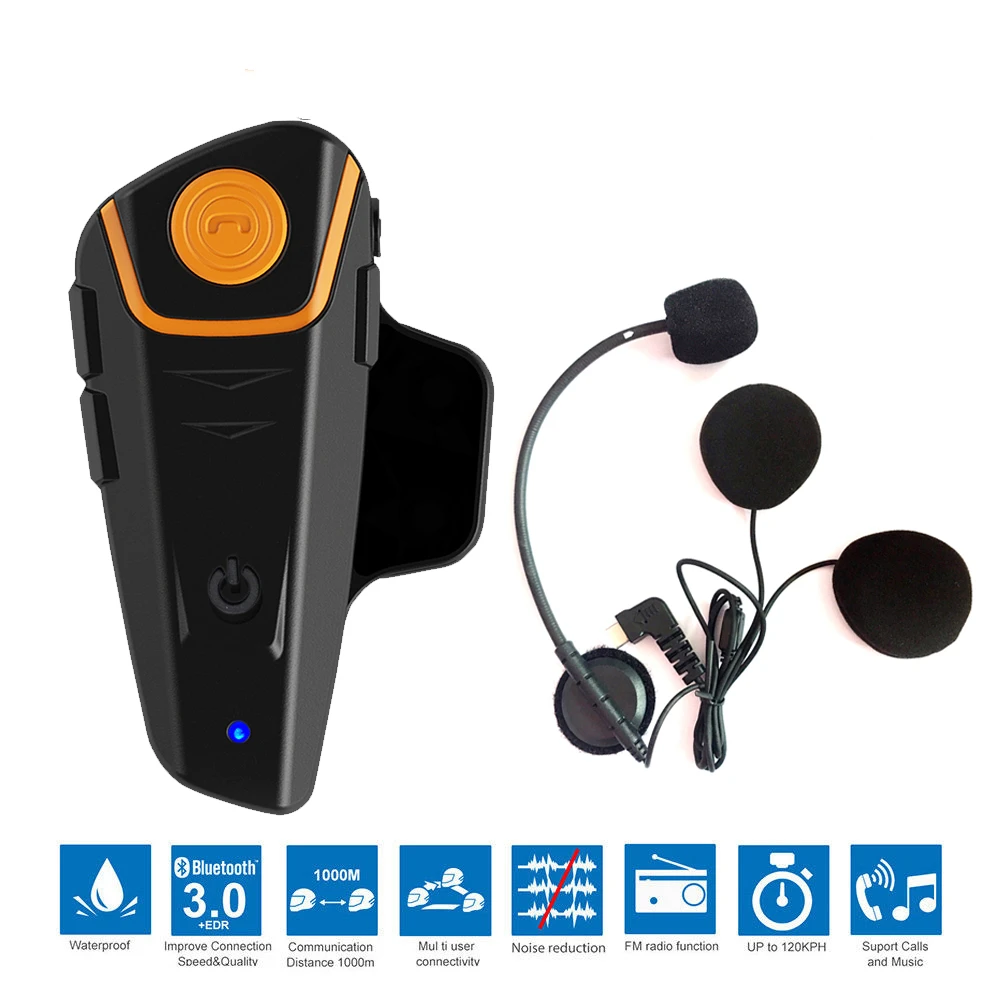 

New BT-S2 Motorcycle Bluetooth Headset 1000M Waterproof Motorcycle Helmet Intercom Motorbike Wireless BT Interphone with FM