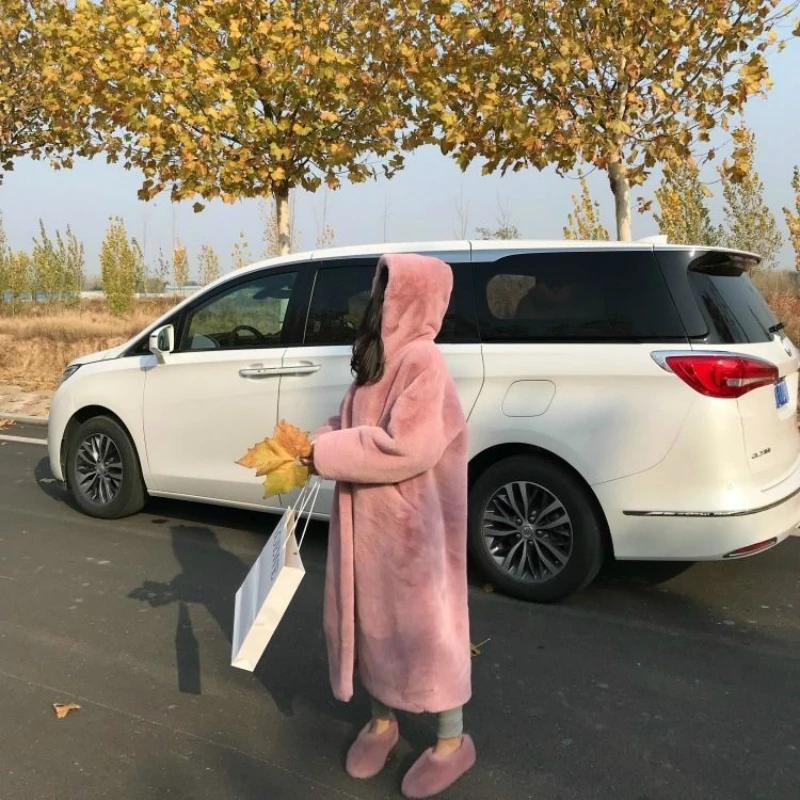 Женская зимняя парка из искусственного меха норки, женская зимняя длинная куртка с капюшоном из искусственного меха норки, пальто желтого и розового цвета, 4 цвета, Женская флисовая куртка с мехом