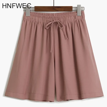 

High Elastic Waist Black Brief Wide Leg Knee Length Trousers New Loose Fit Pants Women Fashion Spring Summer 2020 T263