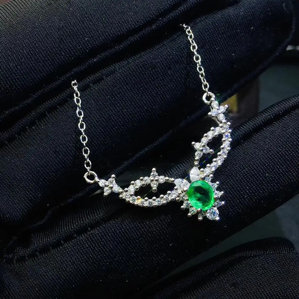 Platinum plating Fashion Emerald Pendant for Young Girl 4mm* 5 mm Real Natural Emerald Necklace Pendant Solid 925 Silver Emerald Jewelry - Цвет камня: Platinum plating