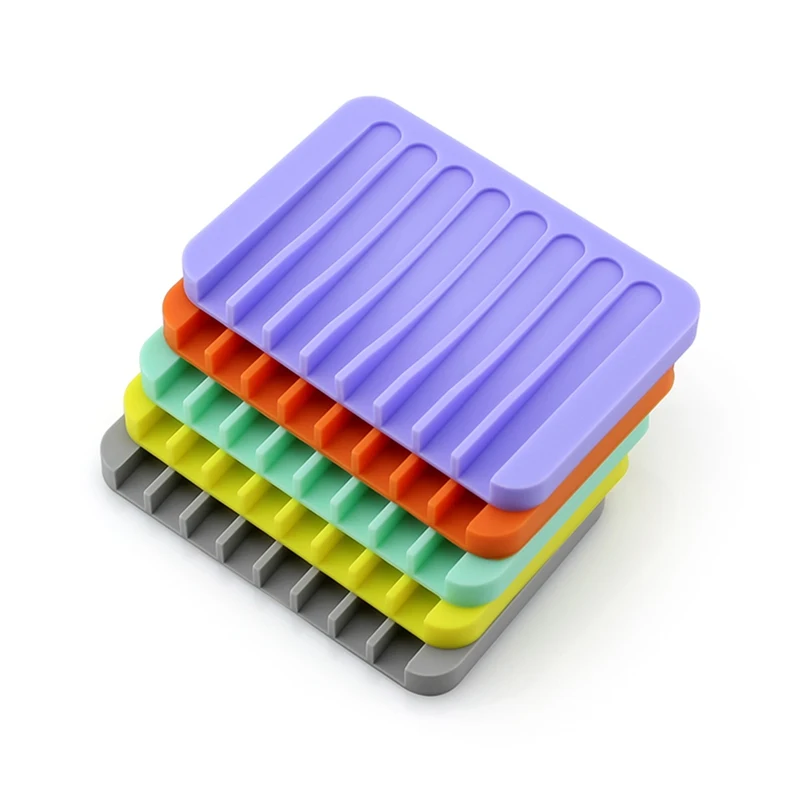 1 Pc Color Fashion Silicone Flexible Soap Dish Plate Bathroom Soap Holder Soap Box