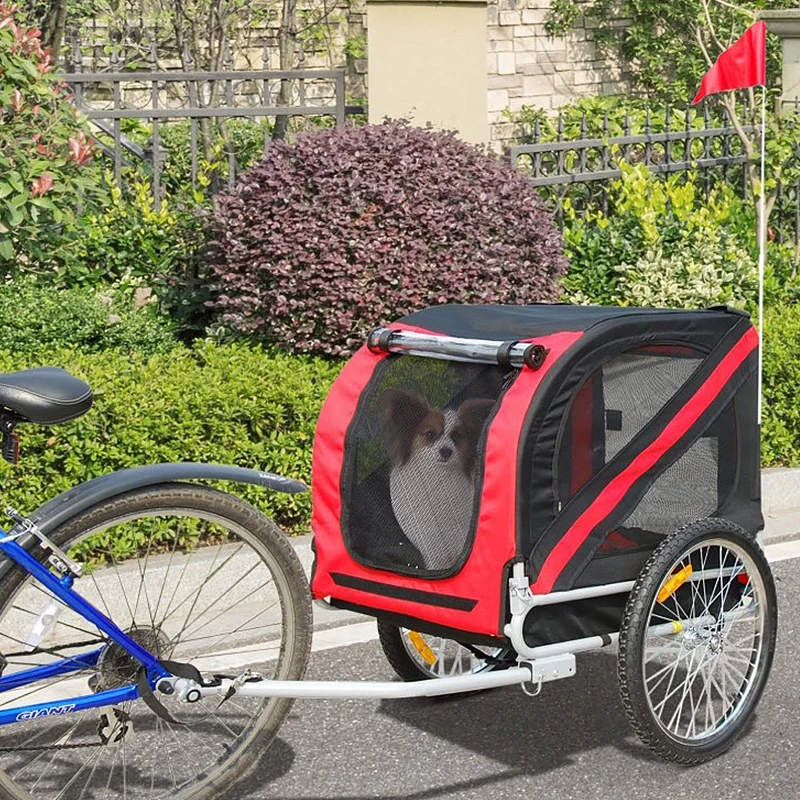 Carro de estimação dobrável 137*73*90cm dobrável cão de estimação pequeno carro hwc reboque da bicicleta empurrar o trole animal bonito dobrável ao ar livre do reboque