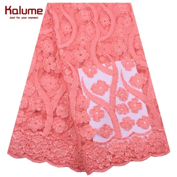 

Kalume African Milk Silk Lace Fabric Sequins French Mesh Lace Fabric High Quality Milk Silk Lace Fabric For Wedding Party F2104