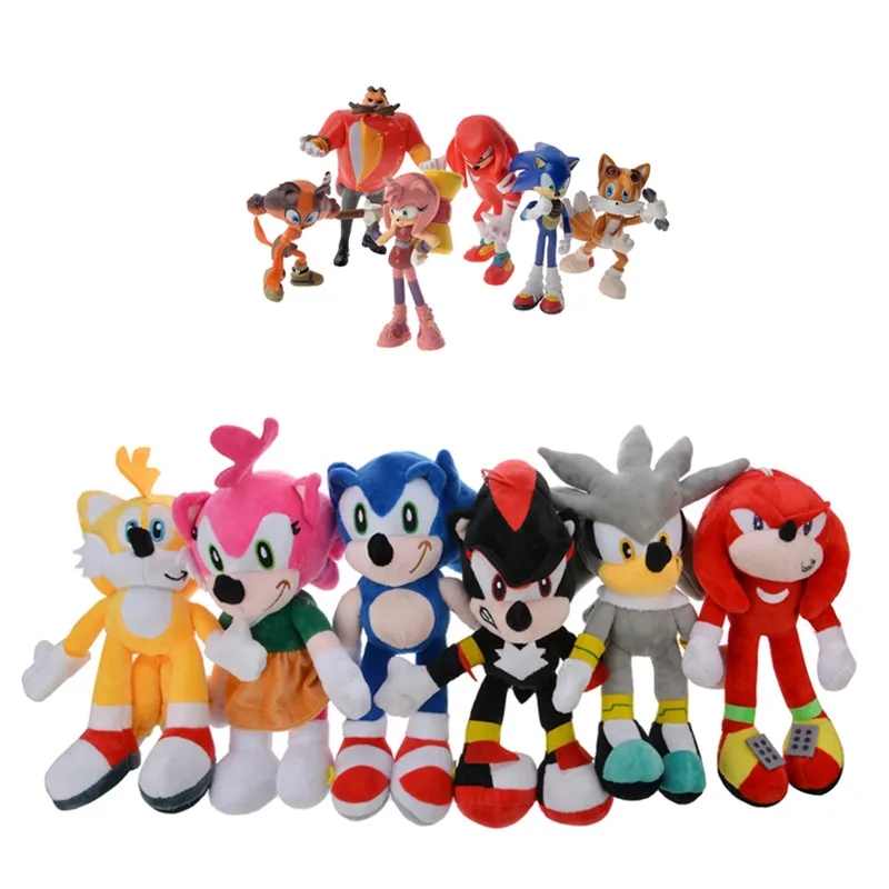 Jouets de poupée sonique pour enfants, 6 pièces/ensemble, divers rôles, jeu de peluche en coton doux, Sonic, cadeaux de noël pour enfants, 2020
