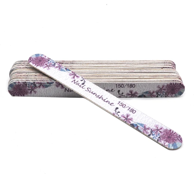 10 Pcs Printed Flower Wood Nail Files 100/120/150/180/240 Wooden Sanding Buffer Block Gel Polishing Nails Files Accessories Tool flower 150-180