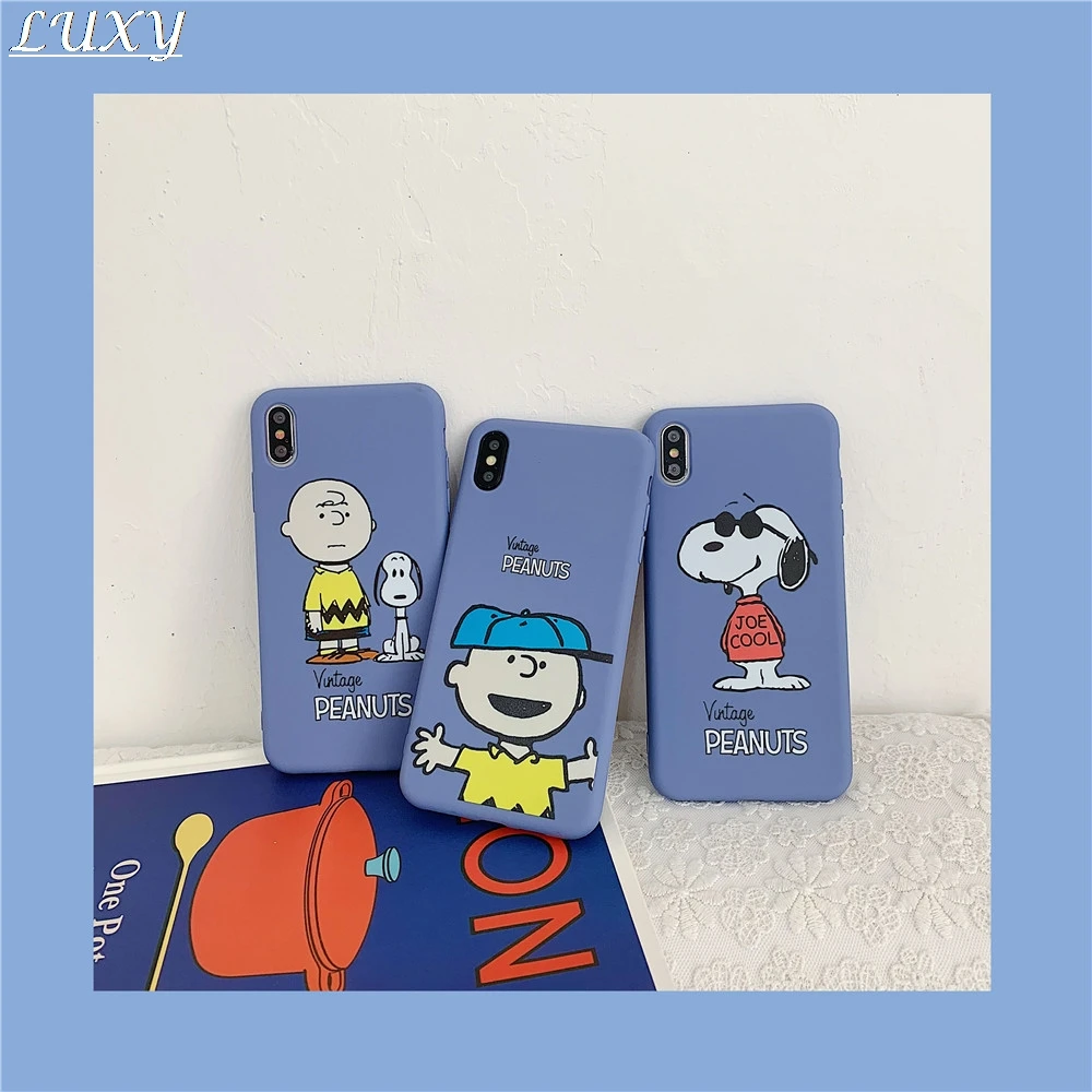 

Cute Cartoon Vintage Peanut Charlie Brown Phone Case For Apple iPhone 7 7plus 8 8plus 6 6s plus X XS Max Xr Back Candy tpu Cover
