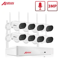 ANRAN 3MP WiFi Vigilancia Pan & Tilt Sistema de cámara de seguridad inalámbrica 8CH NVR Kit de video cctv Cámara de visión nocturna para exteriores