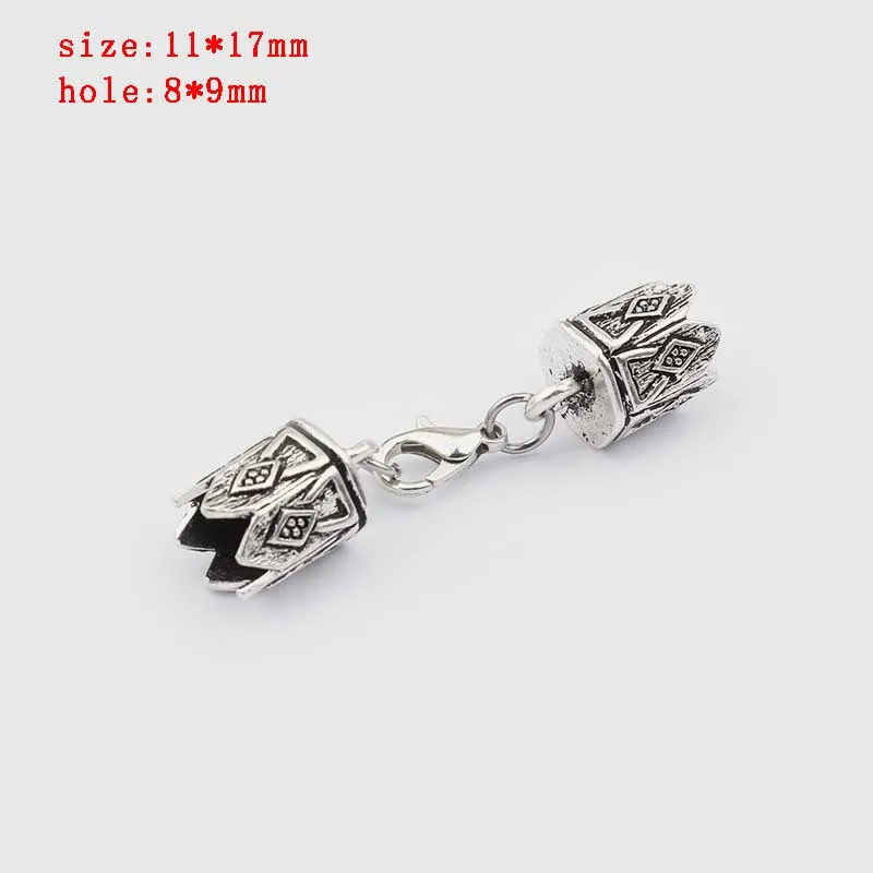 25 5 sets Zinc Alloy Clasp Lobster Clasps Hook End Caps Connectors For 5/6/7/8/10mm Leather Cord Bracelet Necklace Jewelry Making - Цвет: 25