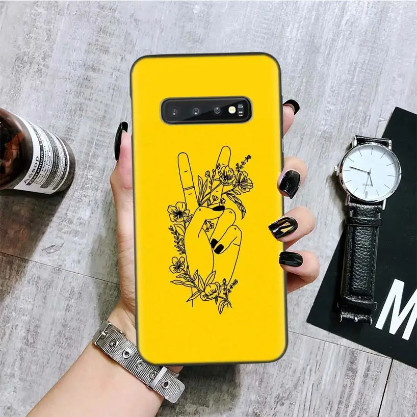 Эстетика Подсолнух Новинка черный чехол для телефона samsung Galaxy S10+ Plus Lite Note 10 9 8 S9 S8 J4 J6+ Plus S7 S6 Edge