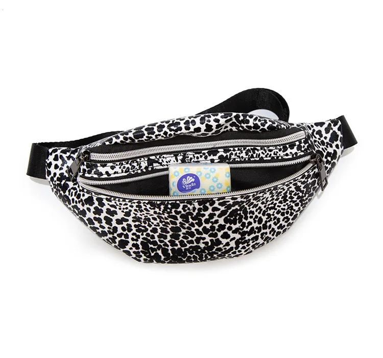 Leather Leopard Belt Bag Women Fashion Double Zipper Waist Bags Women Designer Fanny Pack Fashion Belt Chest Bag Phone Female