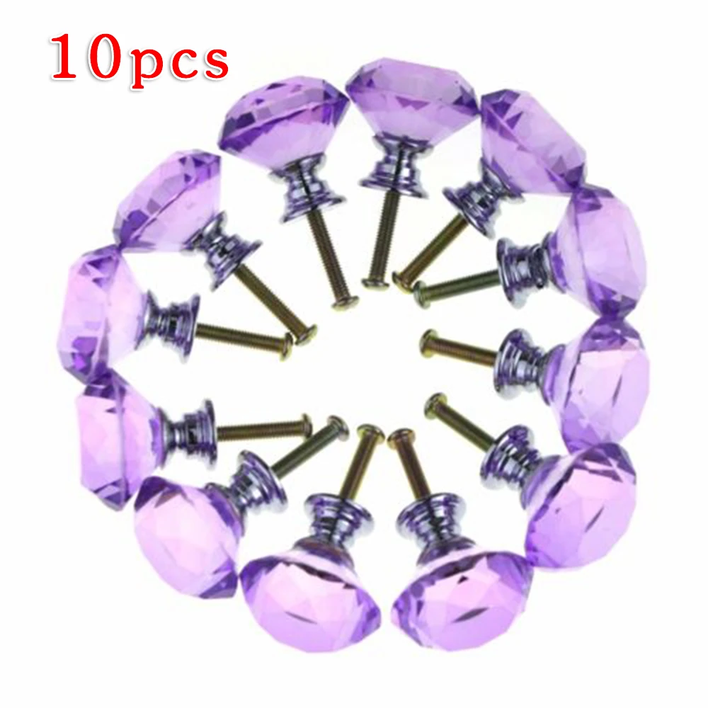 

10Pcs Crystal Cabinet Knob Diamond Shape 30mm Drawer Cupboard Door Handle Pull New Arrivals
