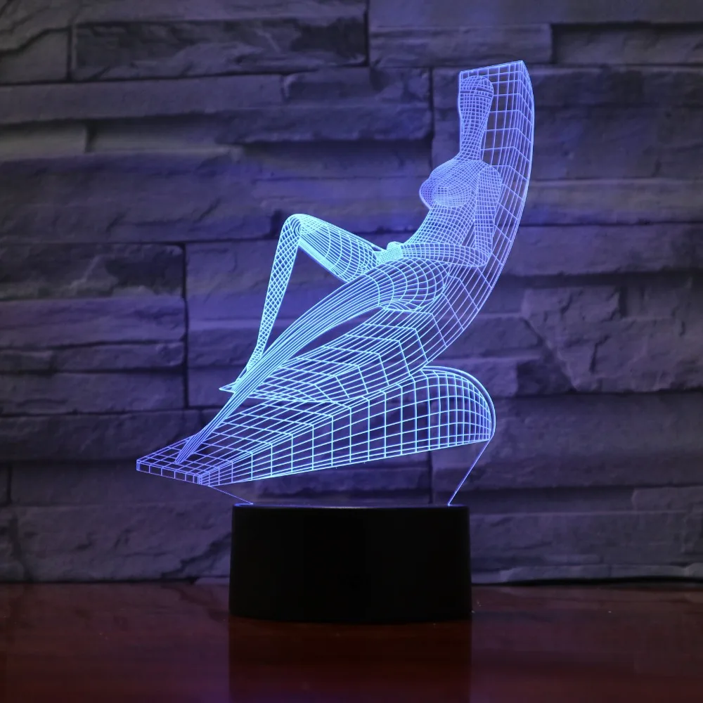 Лежак загорать дизайн сенсорная настольная лампа 7/16 Цвета Изменение Настольная лампа 3D светодиодный светильник необычный ночной