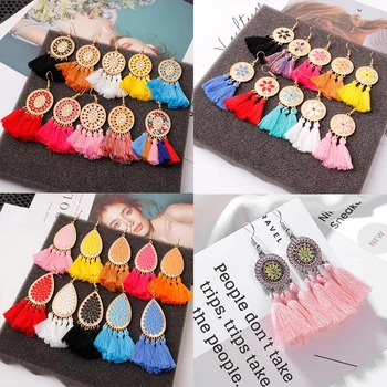 

New Women's Earring Exaggerate Big Sun Flower Long Tassel Earrings For Women Jewelry Female Earings Pendientes girl Brincos gift