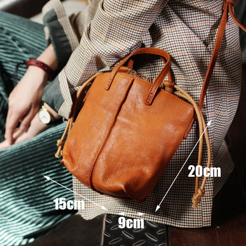 EUMOAN кожаная сумка-мешок, мягкая кожа, Ретро стиль, Национальный стиль, Повседневная сумка, осенняя и зимняя маленькая сумка - Цвет: Yellow Brown