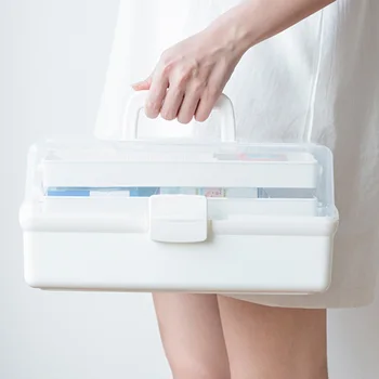 

Plastic Medical Box Organizer 3 Layers Multifunctional Portable Medicine Cabinet Family Emergency Kit Box Storage Box LB88