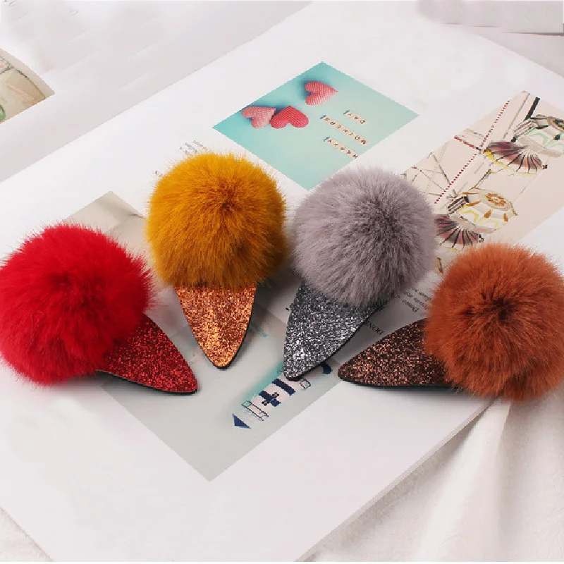 

Girls Hairpins With Small Lovely Soft Fur Pompom Mini Ball Gripper Hairball Pom Hairclips Children Hair Clip Hair Accessories