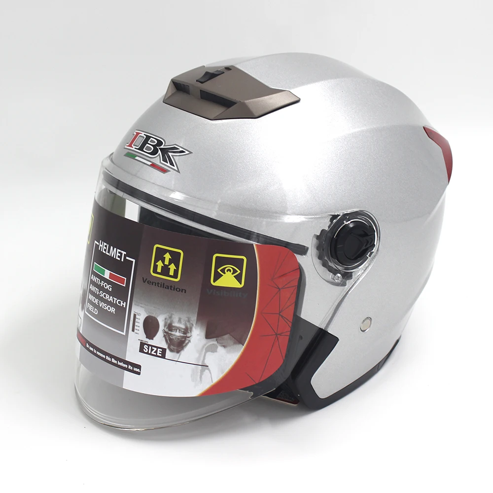 Стиль IBK мотоциклетные шлемы Электрический велосипед Casco шлем унисекс 3/4 анти-УФ с открытым лицом двойной козырек Четыре сезона шлем - Цвет: platium