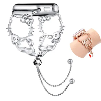 

Cartoon Watch Strap Apple Watch 5 4 3 2 1 38MM 42MM Bands steel Watchband Strap cat wirst loop for Iwatch series 5 4 40mm 44mm