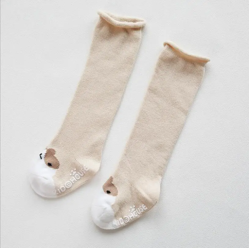 Носки для новорожденных от 0 до 3 лет теплые гольфы с рисунками животных для мальчиков, спортивные носки детские носки - Цвет: khaki