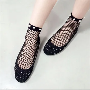 

2020 Sexy Lace Mesh Fishnet Socks Mixed Fiber Transparent Stretch Elasticity Ankle Net Yarn Thin Women Cool Socks 1pair