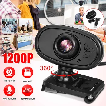 

HD 1200P Rotatable Webcam Computer Desktop PC Web Camera USB with Microphone For Live Broadcast Video Conference Work Clip