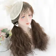 Косплей-салон H762467 Лолита 60 см длинные каштановые с завитками натуральные повседневные челки милые вечерние синтетические парики для косплея на Хэллоуин