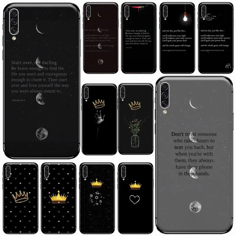 

Moon text Phone Case For Samsung A20 A30 30s A40 A7 2018 J2 J7 prime J4 Plus S5 Note 9 10 Plus