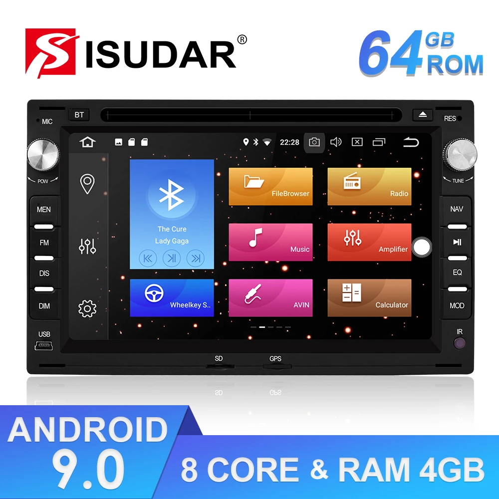 Perfect Isudar Car Multimedia Player Android 9 2 Din Stereo System For VW/Volkswagen/Passat/Golf/Skoda Octa Core 4GB RAM Wifi USB DVD 0