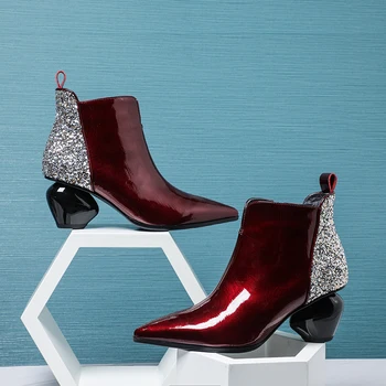 

High Heels Women Ankle Boots New Elegant Pointed Toe Shoes Woman Genuine Leather Chelsea Boots Shoes