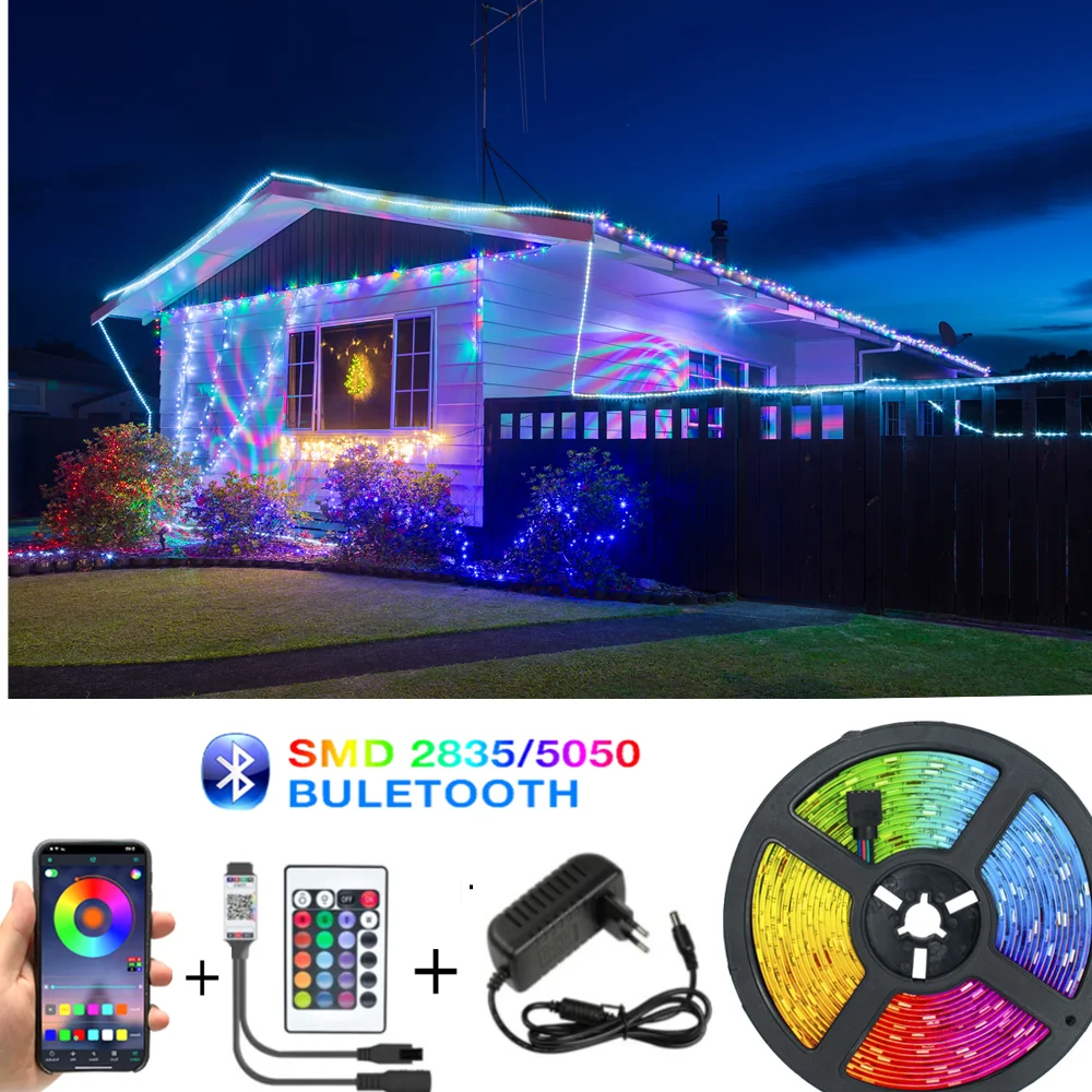 Светодиодные ленты Bluetooth RGB 5050 SMD 2835 гибкий в полоску украшен бантиком из DC 12V 7 5 10 м