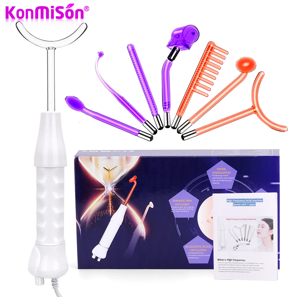 

7In1 High Frequency Facial Machine Electrode Wand Electrotherapy Glass Tube Wand Acne Spot Acne Remover Facial SPA Skin Care