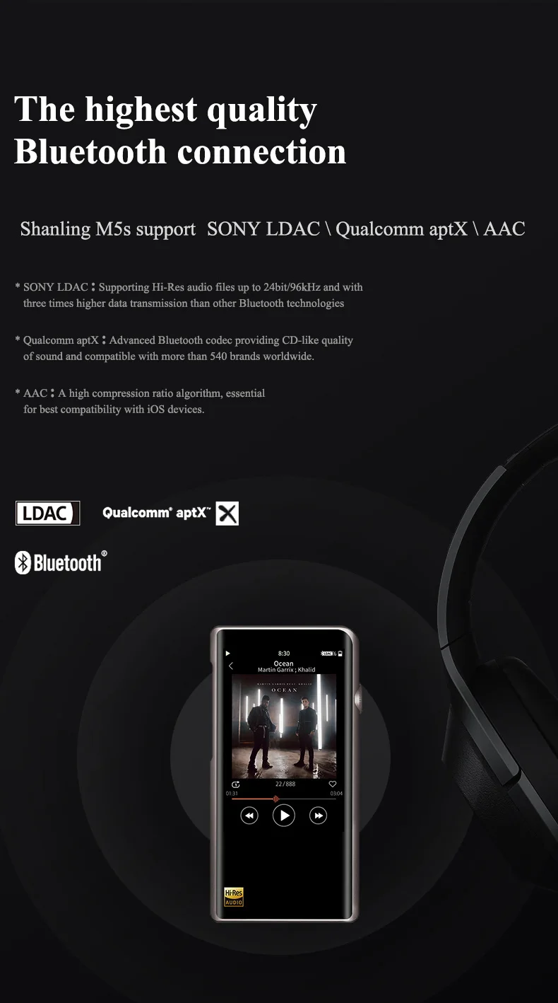 Shanling M5s Портативный HIFI музыкальный плеер Bluetooth Hi-Res MP3 2,5 мм сбалансированный выход AK4493EQ поддержка LDAC/Qualcomm aptX/AAC
