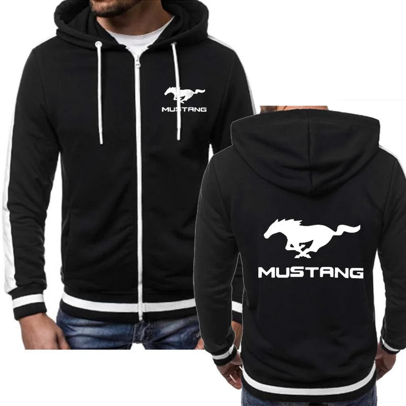 Куртка для мужчин Mustang автомобиль логотип Толстовка весна осень флис хлопок молния толстовки модные хип хоп Harajuku мужская одежда