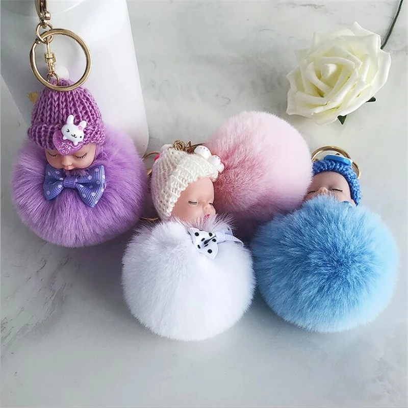 Брелок для сна Baby Doll брелок ключей с помпоном из кроличьего меха пушистый