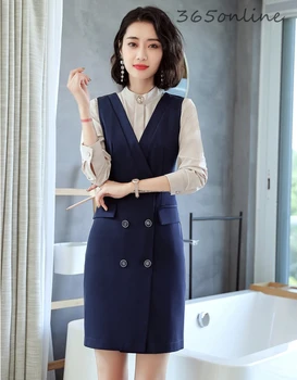 

Fashion Novelty Sleeveless Dresses for Women Office Work Wear OL Styles Dress Spring Autumn Slim Hips Dress Beauty Salon Clothes