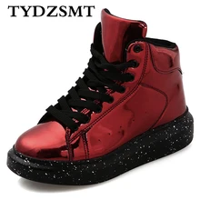 TYDZSMT/женские зимние ботинки; коллекция года; Сезон Зима; новая обувь из окрашенной кожи на толстой подошве с высоким верхом; модная зеркальная обувь; обувь для влюбленных