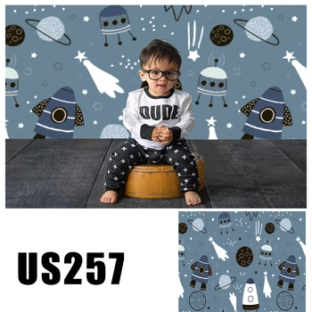 

Photography Background Cartoon Spaceflight Birthday Party Universe Space Photo Backdrops Baby Backdrop Photo Studio US-257