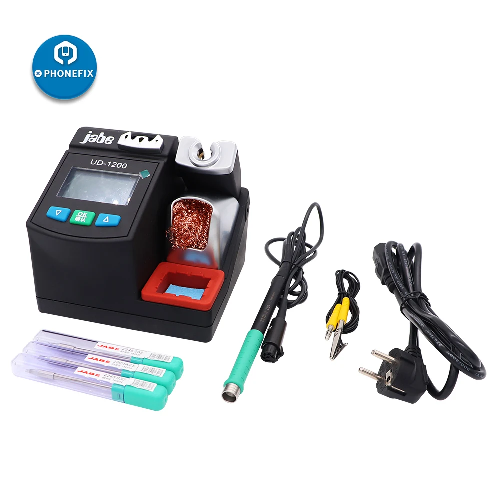 

Jabe UD-1200 Soldering Station Lead-free Intelligent Rework Station with Dual Channel Power Supply Heating System Welding Tools