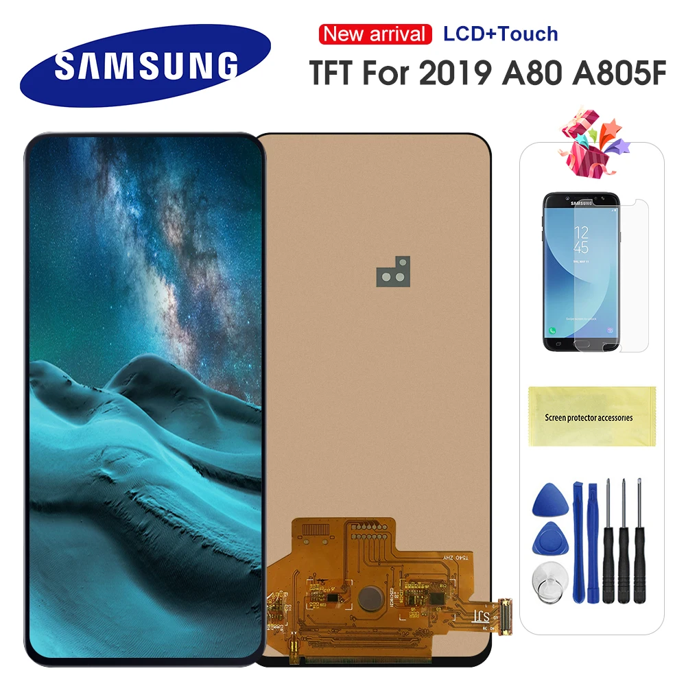 100% протестированный экран для Samsung Galaxy A80 A805F ЖК-дисплей сенсорный в сборе A90 A908B LCD |