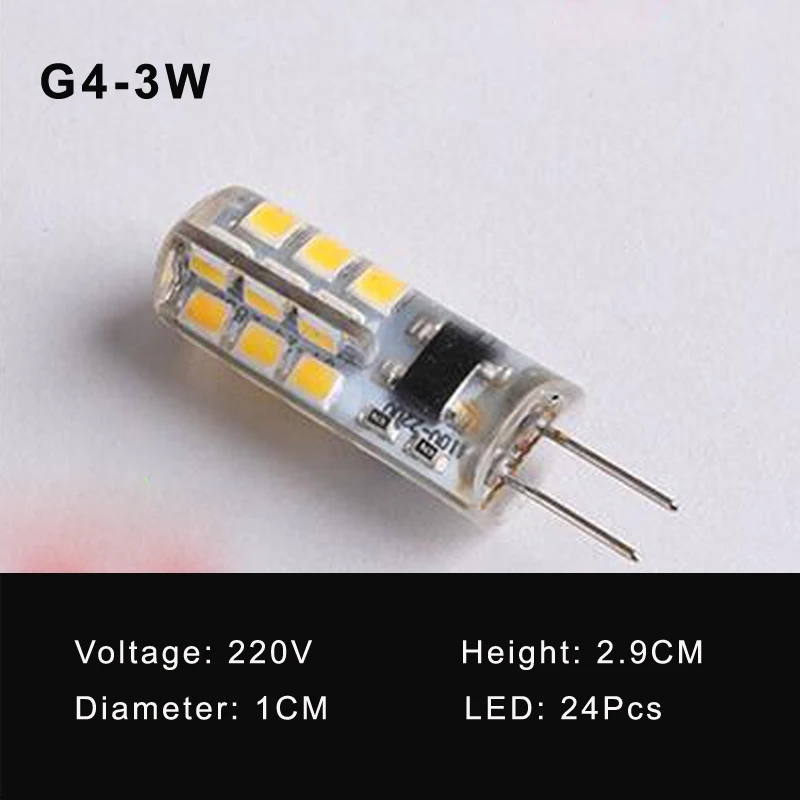 G4 3W 220V 10 шт./лот светодиодный G4 лампочка AC/DC 12 В/220 В мини кукурузная лампа заменяет традиционную галогенную лампочку для осветительных приборов аксессуары династии - Испускаемый цвет: G4 3W 220V