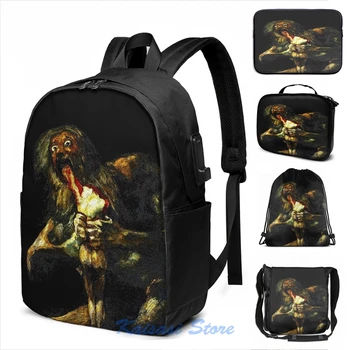 

Saturn Devouring His Son Francisco Goya USB Charge Backpack men School bags Women bag Travel laptop bag