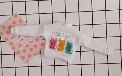 1 предмет, футболка с длинными рукавами и рисунком+ джинсовая юбка для Blyth Azone S Obitsu 24, Одежда для кукол, наряды, аксессуары - Цвет: 1pcs shirt