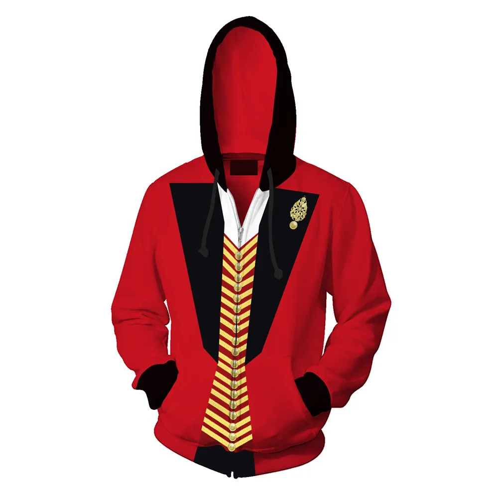 Movie The Greatest Showman P.T. Barnum Uniform Jackets Cosplay Costume 3D Printing Hooded Sweatshirts men women Pullover sweater |